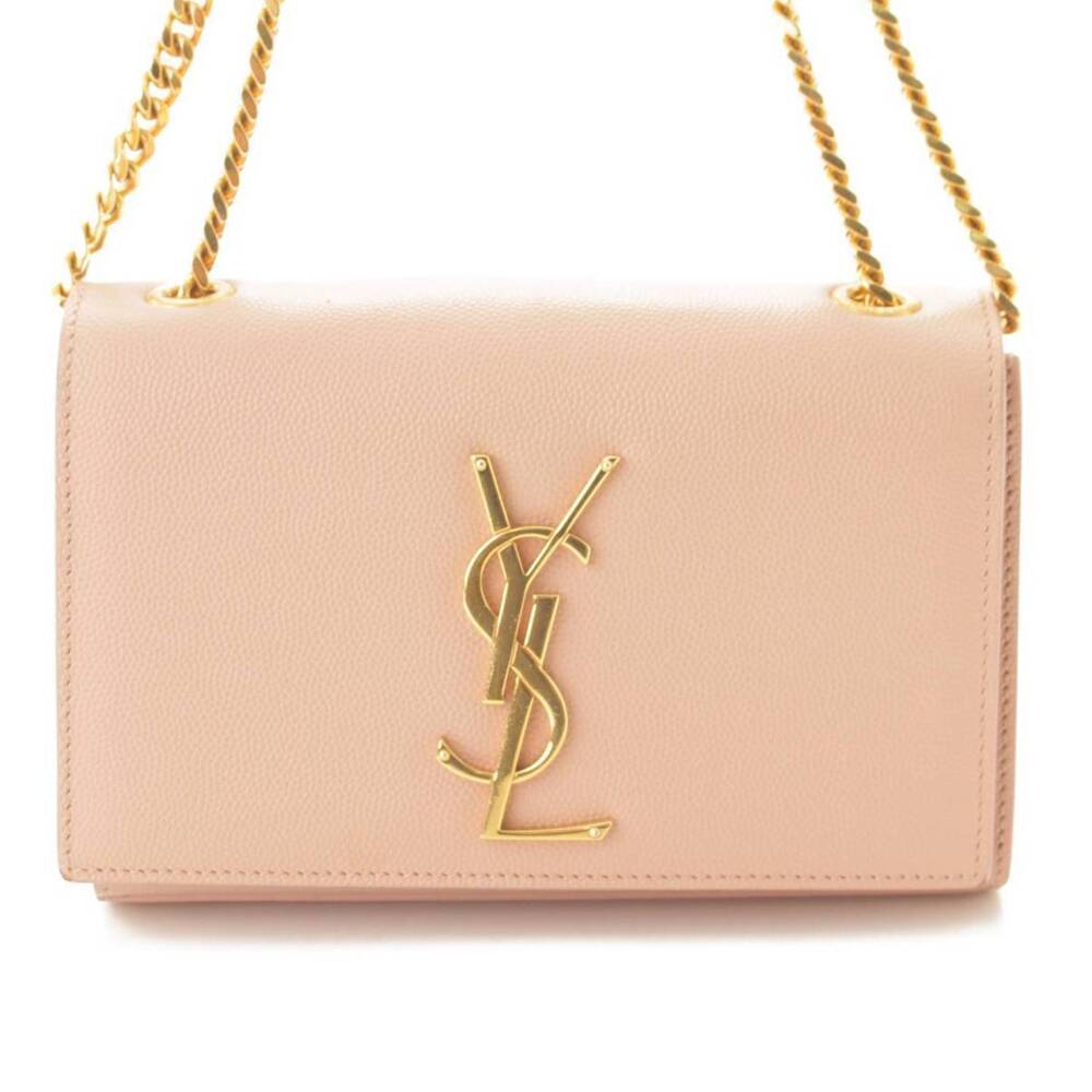 Saint Laurent Kate YSL Leather Chain Shoulder Bag Pink Beige